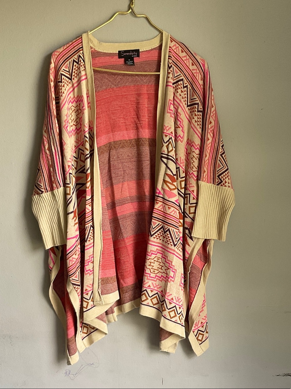 Serengeti Pink & Cream Aztec-Print Open Cardigan